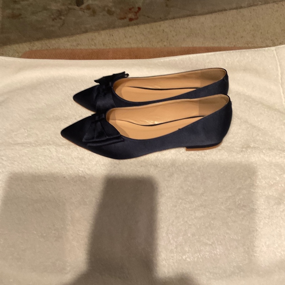 Dark Navy Satin Dress Flat